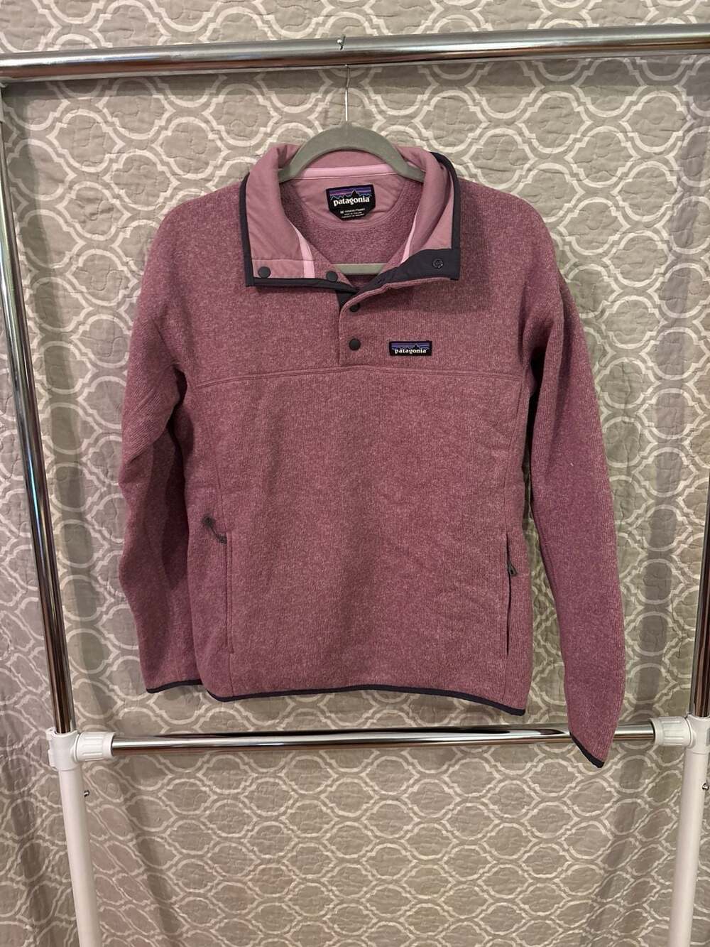 Patagonia Women's Better Sweater Marsupial Snap-Button Fleece Pullover, Mauve, S